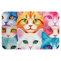 16x24in Spring Cats T Memory Foam Bathroom Rug - Quick Dry, Non-Slip, Absorbent, 40x60 cm