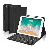 Keyboard Case for iPad 9.7 inch 6th 2018, 5th Gen. 2017, Air 2 2014 Released, Wireless Detachable Keyboard, Thin Slim Folio Cover Shell with Pen Holder, Auto Sleep Wake, BL