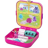 Polly Pocket Hidden Hideouts Lil’ Princess Pad Compact with Princess-Themed Punch Out Paper Featuring 3 Hidden Reveals, 3 Accessories, 1 Micro Lila Doll & Sticker Sheet, Ages 4 and Older