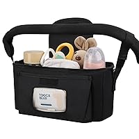Accmor Universal Stroller Organizer with Insulated Cup Holder and Shoulder Strap, Stroller Caddy Bag Stroller Cup Holder Attachment for Uppababy, Baby Jogger, Britax Strollers