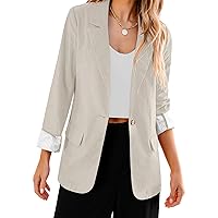 luvamia Blazers for Women Business Casual Dressy Work Fashion Lightweight Spring Summer Linen Unlined 2024 Suit Jackets