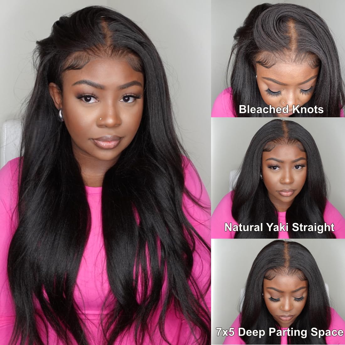 UNICE Bye Bye Knots Wig Invisible Knots Yaki Straight 7x5 Lace Front Wigs Human Hair Pre Everything Glueless Wig Human Hair Pre Plucked Pre Cut Natural Hairline 150% Density 18 inch