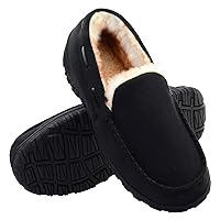 Vonair Mens Moccasin Slippers Indoor Outdoor Slip on Warm House Shoes Breathable Moccasins for Men
