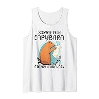 Sorry My Capybara Ate My Homework Shirt Funny Capybara Women Tank Top