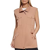 DKNY Women's Front Pocket Vest Elevated Everyday Jacket