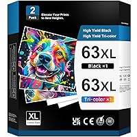 63XL Black/Tri-Color Ink Cartridge Combo Pack for HP Ink 63 | Works for HP OfficeJet 3830, 4650, 5255 Envy 4520, 4510 DeskJet 1112, 3630 Printer