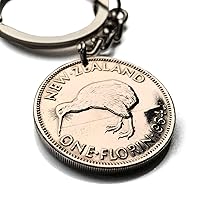1965 New Zealand Florin coin pendant Kiwi bird endemic cute Wellington Marae Koruru Hawaiki North South Island haka dance n000828