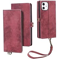 Wallet Case for iPhone 13/13 Mini/13 Pro/13 Pro Max, Pu Leather with Card Slots Wallet ID Card Holder Flip Folio Card Slot Book Stand Feature Cover (Color : Red, Size : 13pro max 6.7