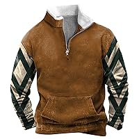 Mens Sweatshirts Lightweight Long Sleeve Fleece Lined Pullover Oversized Corduroy Casual 1/4 Zip Henley Vintage Sweatshirt
