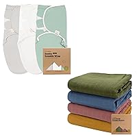 KeaBabies 3-Pack Baby Swaddle Sleep Sacks with Zipper and 4-Pack Muslin Swaddle Blankets for Baby Boys, Girls - Newborn Swaddle Sack - Organic Baby Blankets for Girl, Boy - Baby Swaddles Sleep Sack