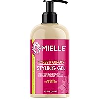 Honey & Ginger Styling Gel for Enhanced Curl Definition and Moisture Retaining with Aloe for Dry, Curly, Thick, and Frizzy Hair, Non-Sticky, 13 Ounces