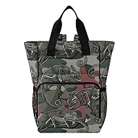 Chameleon Branch Camouflage Diaper Bag Backpack for Dad Mom Large Capacity Baby Changing Totes with Three Pockets Multifunction Nappy Changing Bag for Playing Picnicking