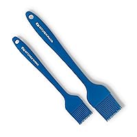 Kitchen Mama Silicone Basting Pastry Brush: Set of 2 Heat Resistant Basting Brushes for Baking, Grilling, Cooking and Spreading Oil, Butter, BBQ Sauce, or Marinade. Dishwasher Safe (Blue)