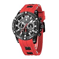 Sapphero Men's Watch Quartz Movement Silicone Strap Waterproof 30 m Chronograph Multifunctional Watch for Men Casual & Business Sporty Design, red / black