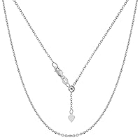Jewelry Affairs 10k White Real Gold Adjustable Cable Link Chain Necklace, 0.9mm, 22