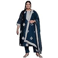 Indian Kurti for Womens With Pant Dupatta | Rayon Embroidered Dress Kurtis Kurta For Women Tops