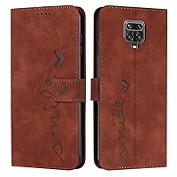 IVY Redmi Note 9S Case Wallet, [Smile Love][Kickstand Flip][Lanyard Shoulder Strap][PU Leather] - Wallet Case for Redmi Note 9S / Note 9 Pro/Note 9 Pro Max Devices - Brown
