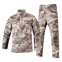 Military Camo Tactical Suit Men Army Shirt Coat Pant Set Multi-Pocket Black Clothes
