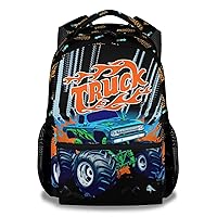 Truck Backpacks Kids - 16 Inch Fashion Backpack for School - Black Lightweight Bookbag for Boys