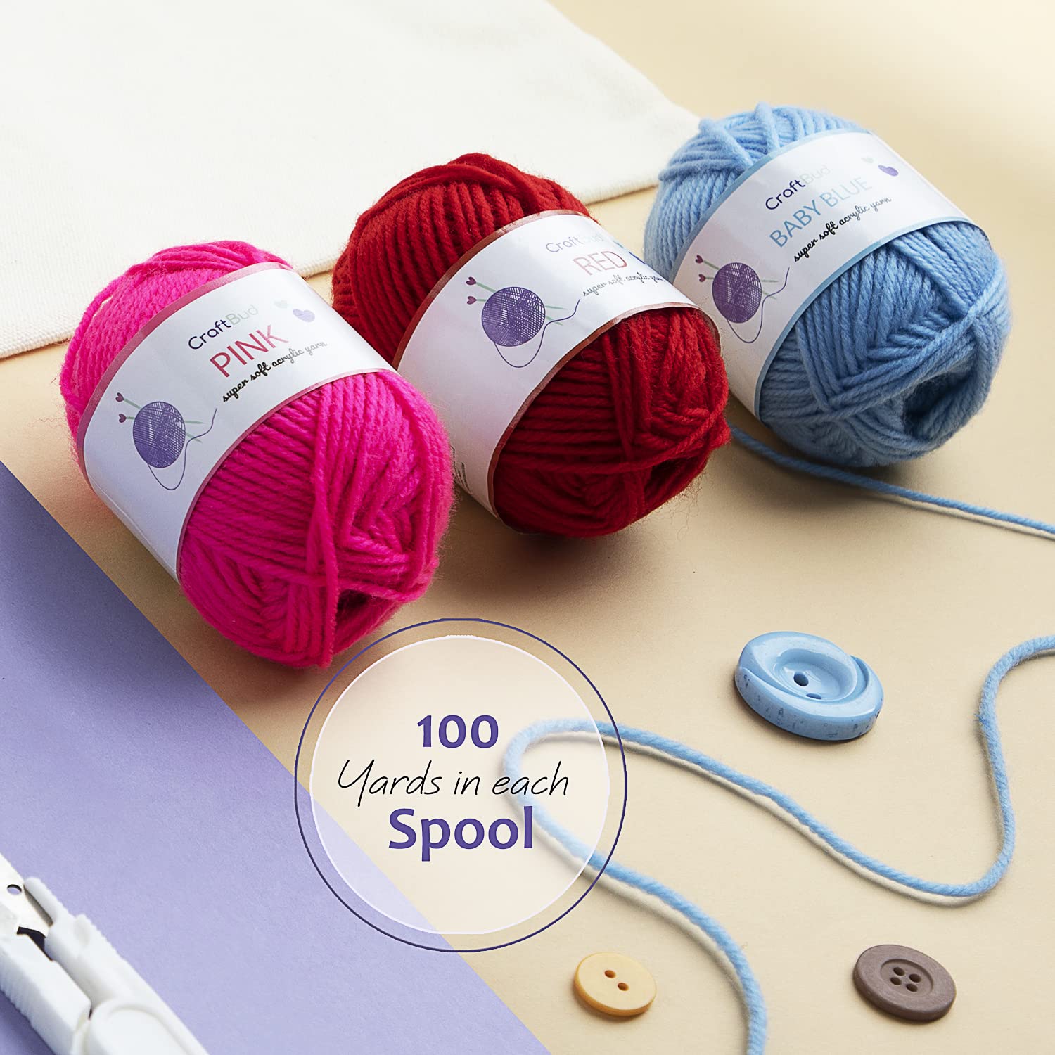 Acrylic Yarn Skeins 12 x 50g - 1200 Yards - Yarn for Crocheting - Soft Crochet Yarn for Knitting and Crafts - Multicolored Crochet Craft Yarn for Adults and Kids - 12 Pack