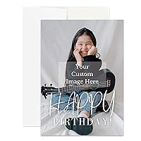 Simply Uncaged Christian Gifts Personalized Happy Birthday Card Custom Your Photo Image Upload Your Text Greeting Card (Single Card)