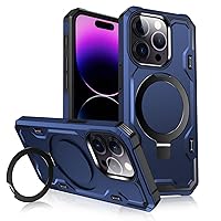 for iPhone 14 Pro Case, [Compatible with Magsafe] [Invisible Built in Stand & Ring Holder] MIL-Grade, Dual Layer Shockproof Full Protective Case for 14 Pro-Blue