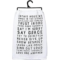 Primitives by Kathy Farmhouse Dish Towel, 28 in x 28 in, White and Black