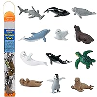 Safari Ltd. Baby Sea Life TOOB - Figurines: Harp Seal, Beluga, Penguin, Dolphin, Orca, Shark, Manatee, Turtle, Walrus, Sea Lion, Otter - Educational Toy Figures For Boys, Girls & Kids Ages 3+