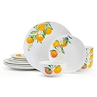 Studio Nova Oranges 12 Piece Dinnerware Set, Service for 4, White