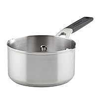 KitchenAid Saucepan with Pour Spouts, 1 Quart, Brushed Stainless Steel, 71018