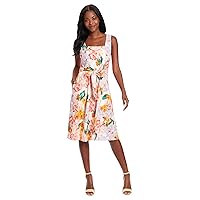 London Times Floral Summer Cute Knee Length, Wedding Guest Dresses for Women