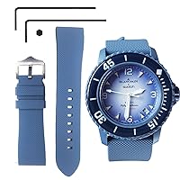 Ocdin 22 MM Watch Strap Replacement for Blancpain X Swatch with Hex Spanner Quick Release Silicone Watch Band Compatible with Bioceramic SCUBA Fifty Fathoms