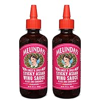 Melinda’s Sweet & Spicy Sticky Asian Wing Sauce - Sweet & Mild Craft Asian Hot Sauce for Buffalo Wings - Made with Fresh Ingredients, Soy, Ginger, Honey, & Cayenne Peppers - 12oz, 2 Pack