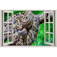 Rattlesnake Reptiles 3D Window Decal Wall Sticker Art Mural Animals Snake J14, Regular