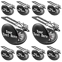Tiong 5PC-10PCS Customized Pocket Watch,Customizable Smooth Pocket Watch,Personalized Pocket Watch,Customized Watches for Men,Engraved Pocket Watches for Graduation,Wedding,Father's Day with Chain