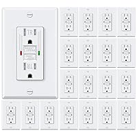 ELECTECK 20 Pack GFCI Outlets 15 Amp, Tamper Resistant (TR), Self-Test GFI Receptacles with LED Indicator, Ground Fault Circuit Interrupter, Decor Wallplate Included, UL Listed, White