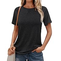 Summer Tops for Women 2024 Solid Color Simple Classic Fashion Loose Fit with Short Sleeve Crewneck Shirts