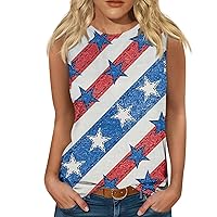 Tank Top for Women 4th of July Tops Independence Day Tank Womans Casual Sleeveless Crewneck Shirts Patriotic Fit Tank