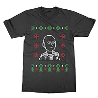 Saitama Christmas Ugly Sweater T-Shirt (Black, L)