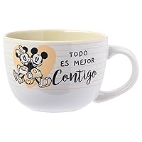 Silver Buffalo Mickey & Minnie Todo Es Mejor Ceramic Soup Mug, 24 Ounces