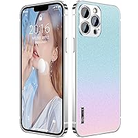 Case for iPhone 14/14 Pro/14 Plus/14 Pro Max, Rainbow Gradient Case Aluminum Alloy Frame Cute Bling Shockproof Phone Case,14