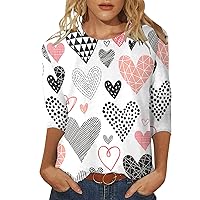 My Orders 2024 Valentine's Day Shirts for Women Love Heart Graphic 3/4 Sleeve Tee Tops Crewneck Pullover Blouse Ladies Gift Tunic Tshirt Spring Summer Holiday Workout Sweatshirt