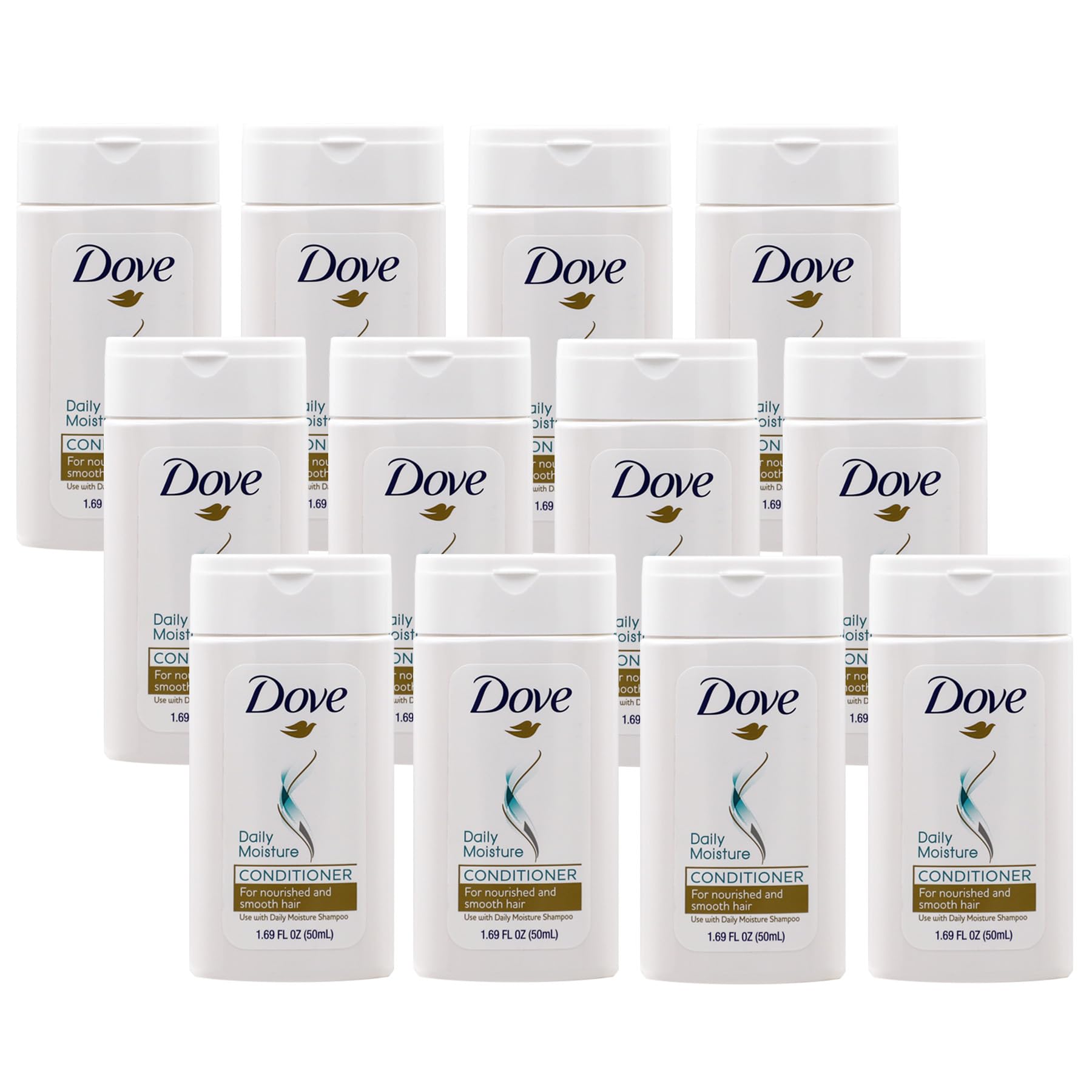 Dove Conditioner, Daily Moisture, Nourishing System for Smooth Hair, 12-Pack, 1.7 FL Oz Each, 12 Bottles