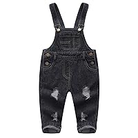 KIDSCOOL SPACE Baby Boy Girl Jean Overalls,Toddler Ripped Denim Cute Workwear