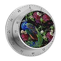 Kitchen Timer Peacock Flowers Timer Magnetic Timer Mechanical Timer for Home Baking Cooking Oven