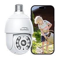 Security Camera Light Bulb 1080P 2.4G WiFi 355°PTZ Dome Cameras Wireless Outdoor Indoor for Home Security, Two Way Audio/Auto Tracking/24/7 Recording/Color Night Vision