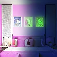 Unicorn Wall Decor, Glow In The Dark Unicorn Posters for Girls Bedroom, Glowing Pictures including Inspired Words, Birthday Gift for Girls, Little Kids Nursery, Toddlers