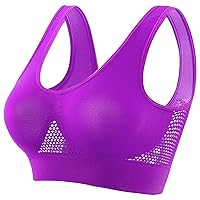 Womens Sports Bra Padded Seamless Wirefree Breathable Yoga Bra Comfort Sleep Bra Workout Lift Bras for Women
