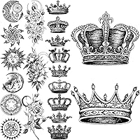 Black Crown Temporary Tattoos For Women Men Realistic Dream Catcher Sun Flora Moon Tattoo Sticker Body Hand Tatoos Creative