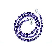 22 inch Long rondelle Shape Faceted Cut Natural Amethyst 3-5 mm Beads Necklace with 925 Sterling Silver Clasp for Women, Girls Unisex